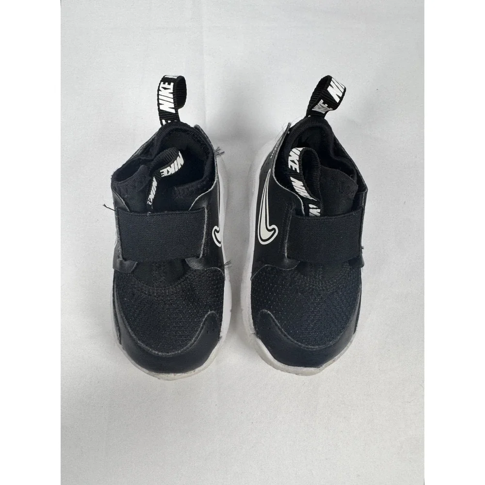 Nike Flex Runner 3 FN1478-005 Toddler 5C Shoes Black White Mesh Slip On Sneakers